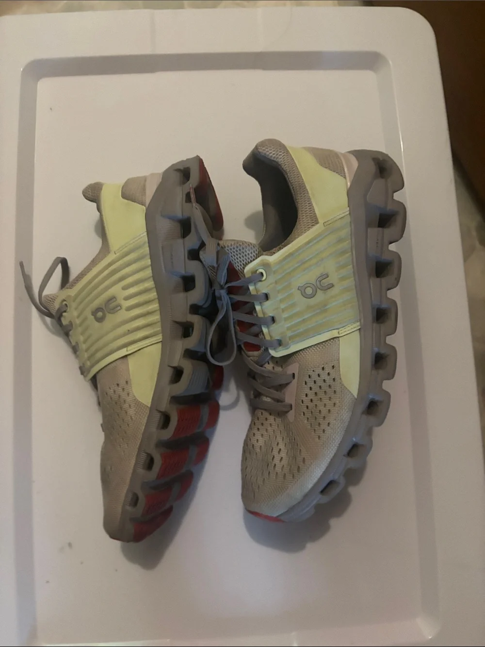 Light Gray Athletic Sneakers with Mint Accents